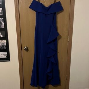 Betsy & Adam Royal Blue  off Shoulder Dress